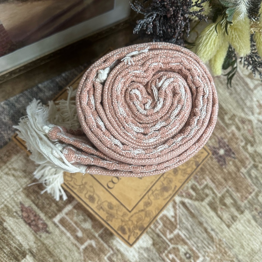 Studio McGee New Woven Pattern Cotton Blend Tassel Throw Blanket 50"x60" Blush - Picture 6 of 14